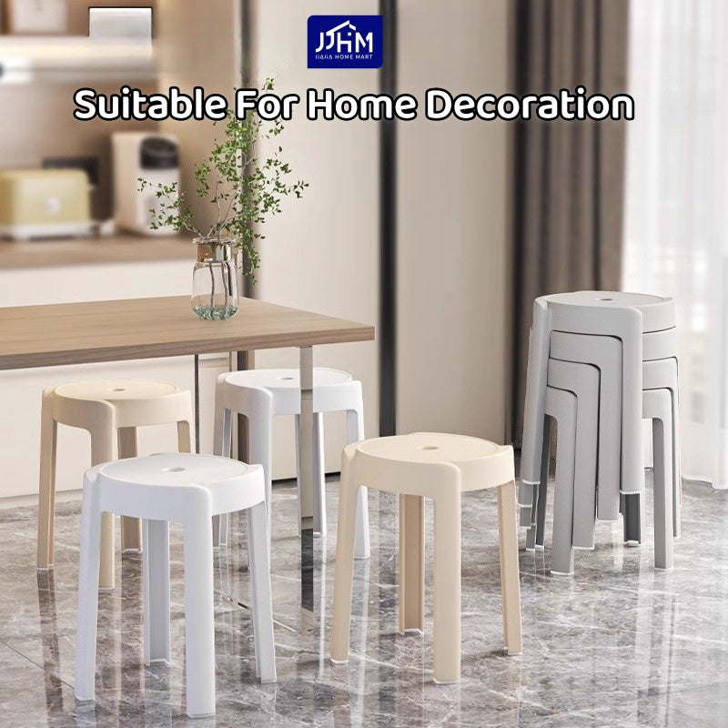 【SG Seller】4PCS Thicken Stackable Plastic Stool Chair Dining Chair Set of Living Room Round Stool Kitchen Stool Multi-Colour Options Sturdy Dining Table Stools