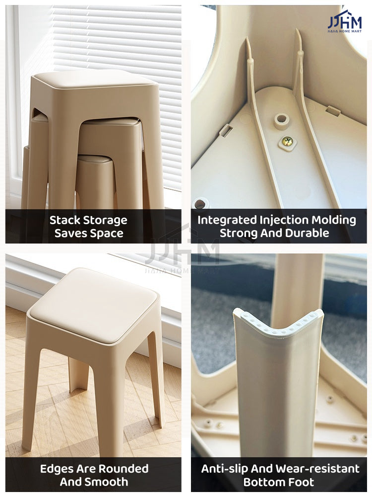 【SG Seller】4PCS Upgrade Sofa Base Stackable Plastic Stool Chair Dining Chair Set of Living Room Round Stool Kitchen Stool Multi-Colour Options