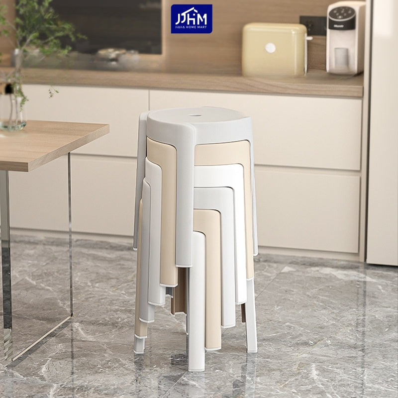 【SG Seller】4PCS Thicken Stackable Plastic Stool Chair Dining Chair Set of Living Room Round Stool Kitchen Stool Multi-Colour Options Sturdy Dining Table Stools
