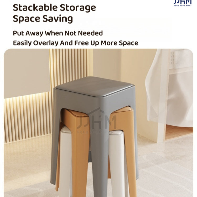【SG Seller】4PCS Upgrade Sofa Base Stackable Plastic Stool Chair Dining Chair Set of Living Room Round Stool Kitchen Stool Multi-Colour Options