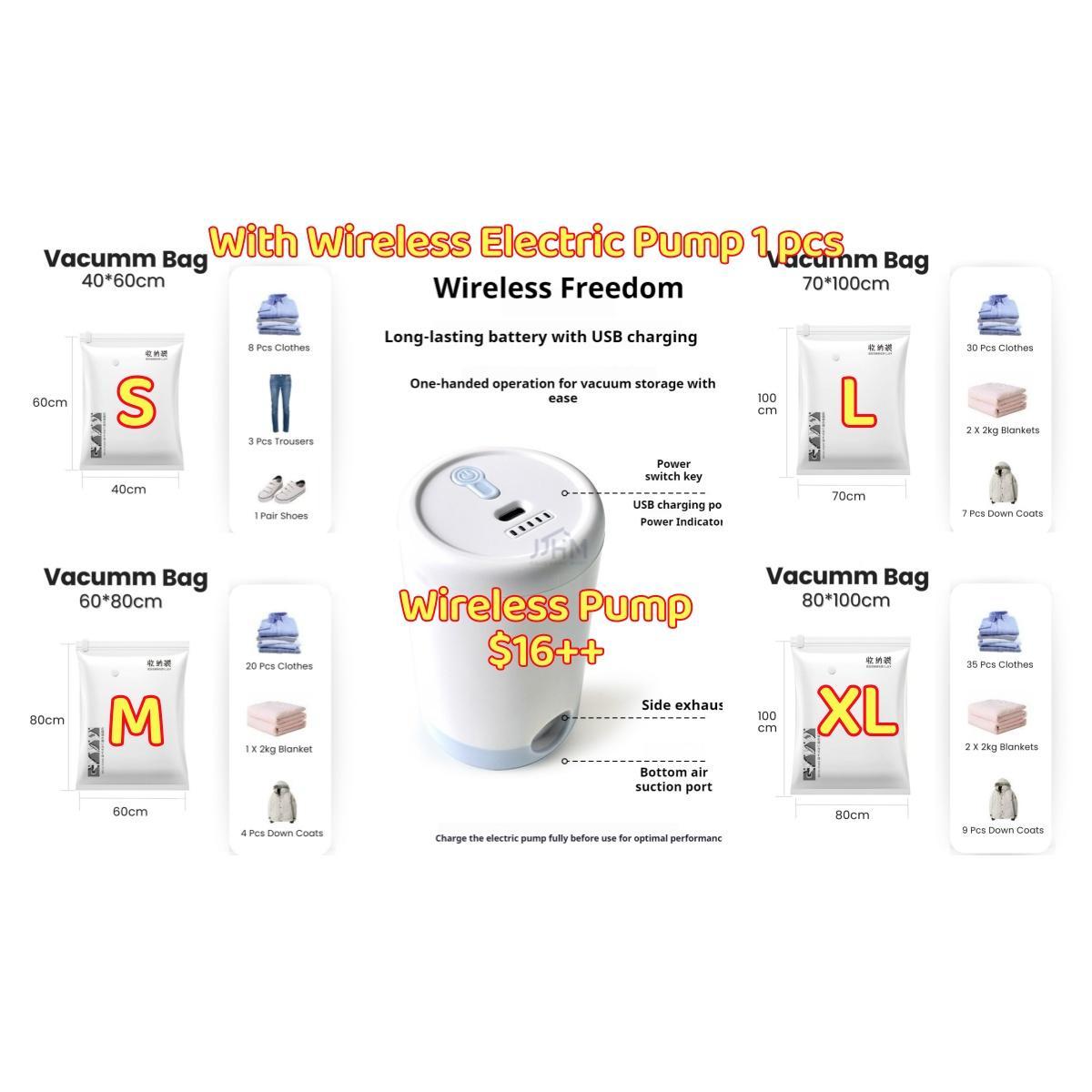 <Thicken PVC> Vacuum Storage Bag vacuum sealer bag Travel Vacuum Bag compress Mini Storage Bag Vacuum Bag Pump Travel Compressed Bag Mini Vacuum Sealer Machine