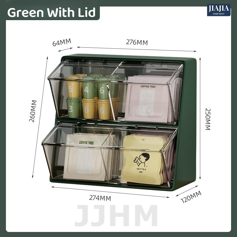 Coffee Capsule Holder Tea bag Organizer Pantry Acrylic Teabag Storage Box Coffee Rack Stationery Holder Desktop