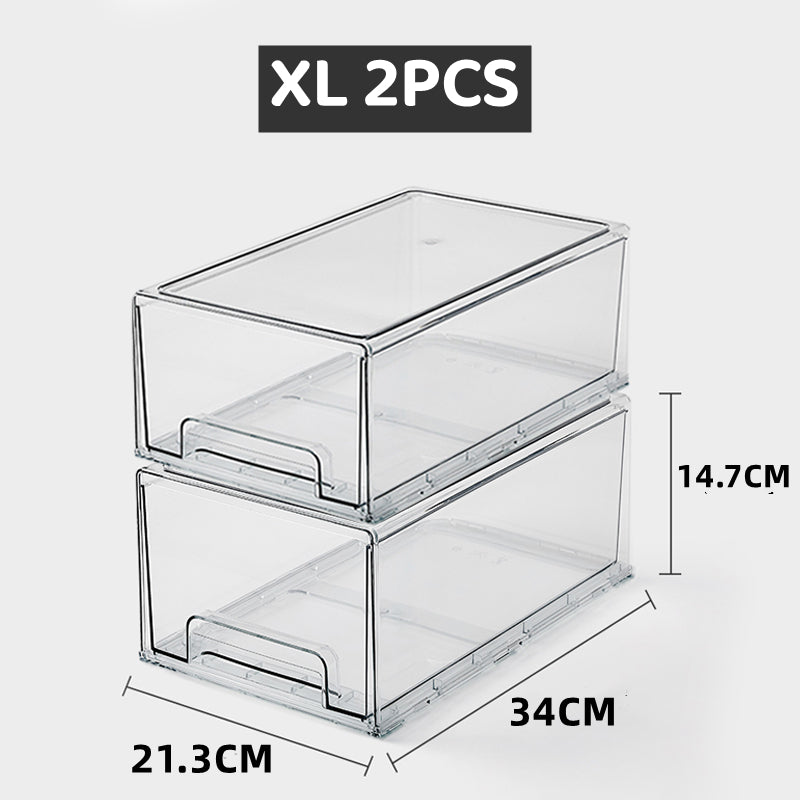 <Premium Acrylic> Top Food Grade Transparent Fridge storage drawer Refrigerator Organizer Food Container Acrylic