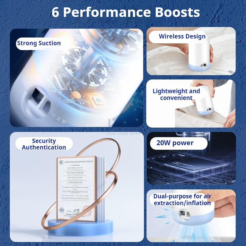 <Wireless> Chargeable Portable Electric Pump Vacuum Storage Bag vacuum sealer bag Travel Vacuum Bag compress Mini Storage Bag Vacuum Bag Pump