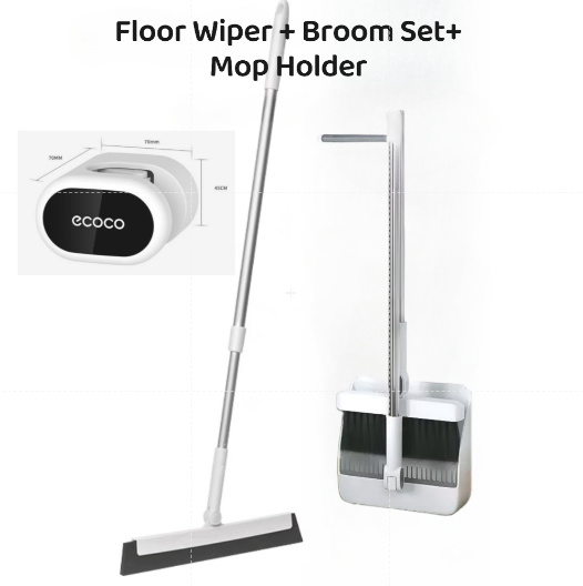 Rotatable Broom and Wind Proof Dust Pan with Broom Comb Broom Set Non-Stick Broom Magic Wiper Set