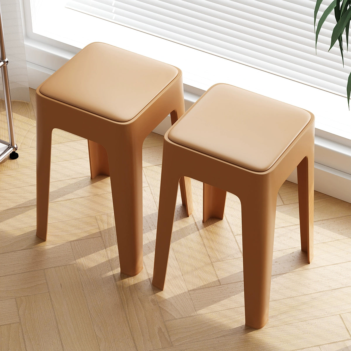 【SG Seller】4PCS Upgrade Sofa Base Stackable Plastic Stool Chair Dining Chair Set of Living Room Round Stool Kitchen Stool Multi-Colour Options