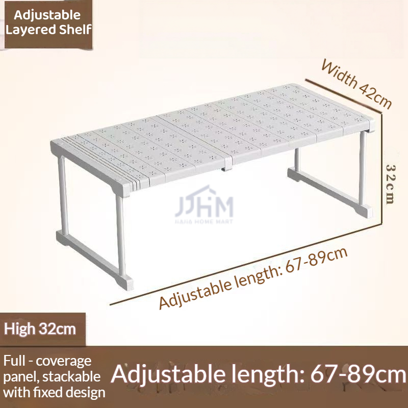 SG Next Day Delivery Adjustable Wardrobe Organizer Stackable PP Shelf Space-Saving Closet Divider Storage