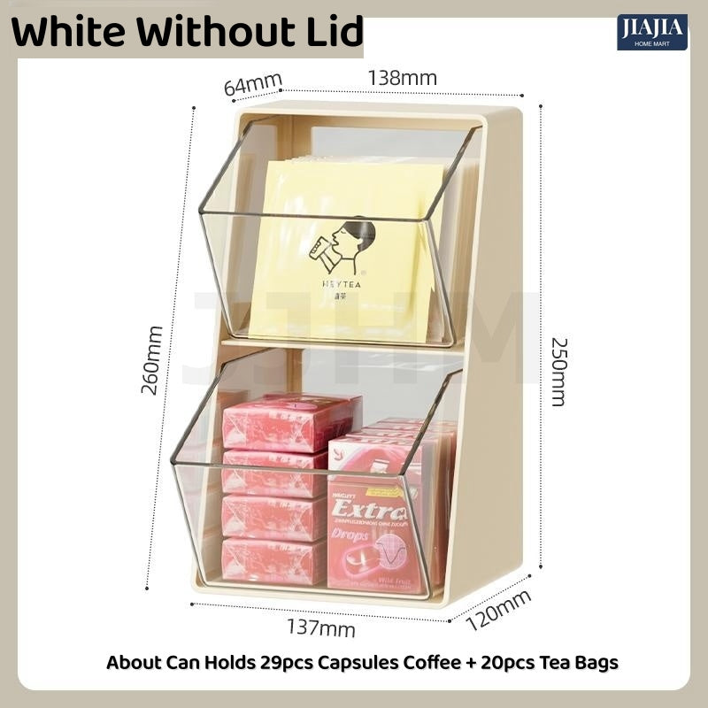 Coffee Capsule Holder Tea bag Organizer Pantry Acrylic Teabag Storage Box Coffee Rack Stationery Holder Desktop