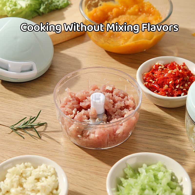 【SG Stock】Vegetable Chopper Mini Blender Garlic Cutter Manual Food Processor Meat Grinder Hand Ginger Crushed Shredder