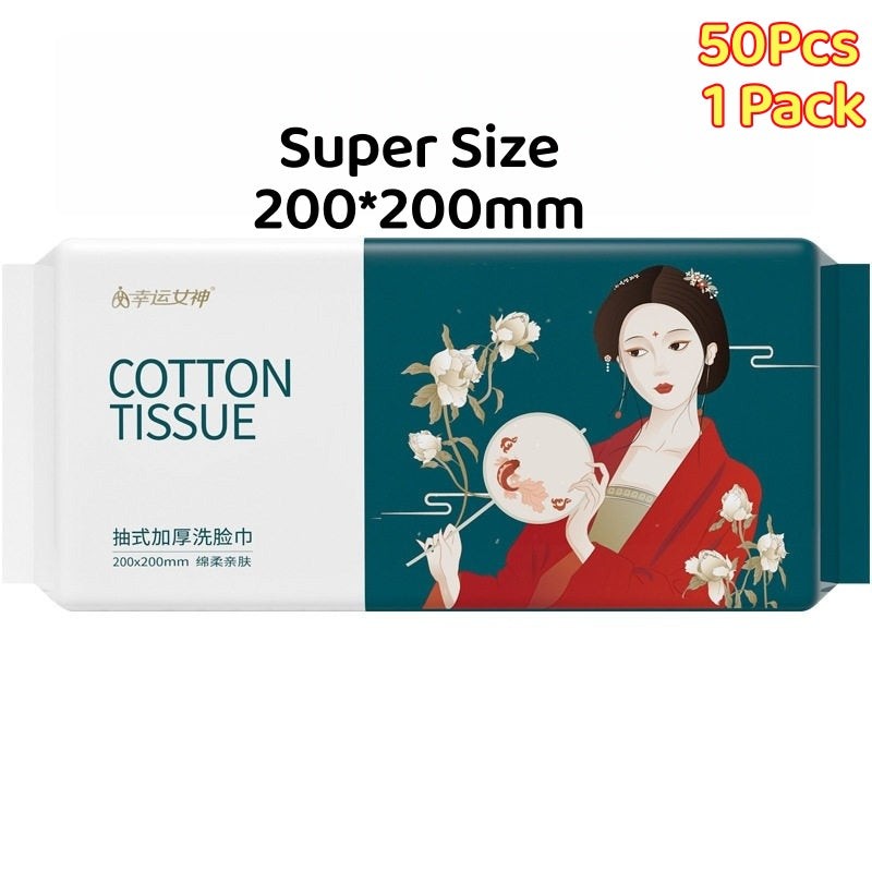 <Premium Cotton> Disposable Facial Towel, Makeup Remover Tissue, Towel, Large and Thick wipes