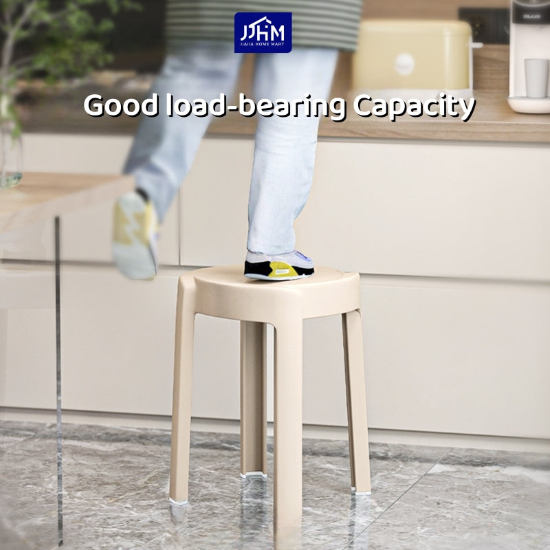【SG Seller】4PCS Thicken Stackable Plastic Stool Chair Dining Chair Set of Living Room Round Stool Kitchen Stool Multi-Colour Options Sturdy Dining Table Stools