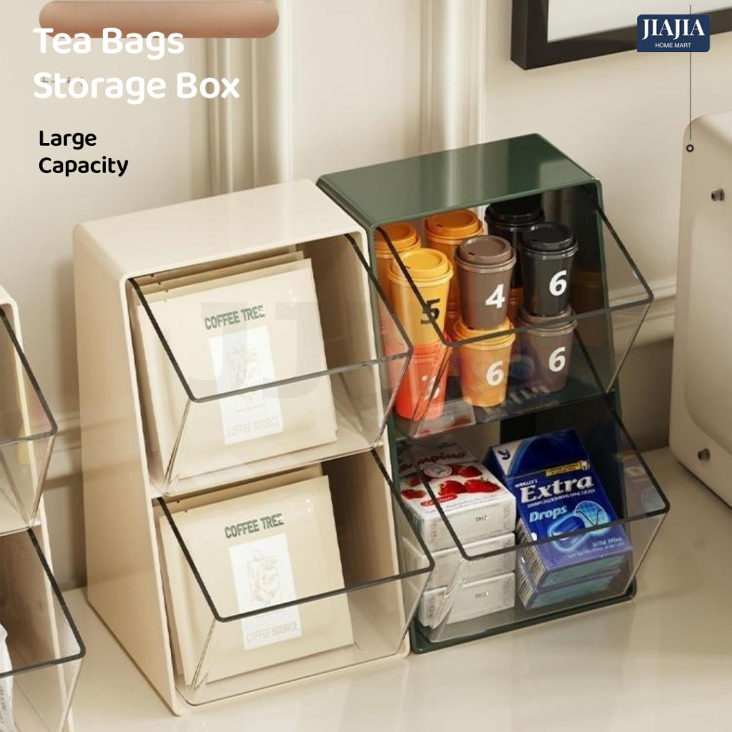 Coffee Capsule Holder Tea bag Organizer Pantry Acrylic Teabag Storage Box Coffee Rack Stationery Holder Desktop