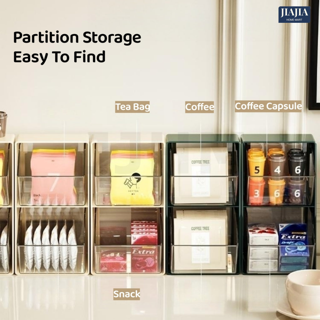 Coffee Capsule Holder Tea bag Organizer Pantry Acrylic Teabag Storage Box Coffee Rack Stationery Holder Desktop
