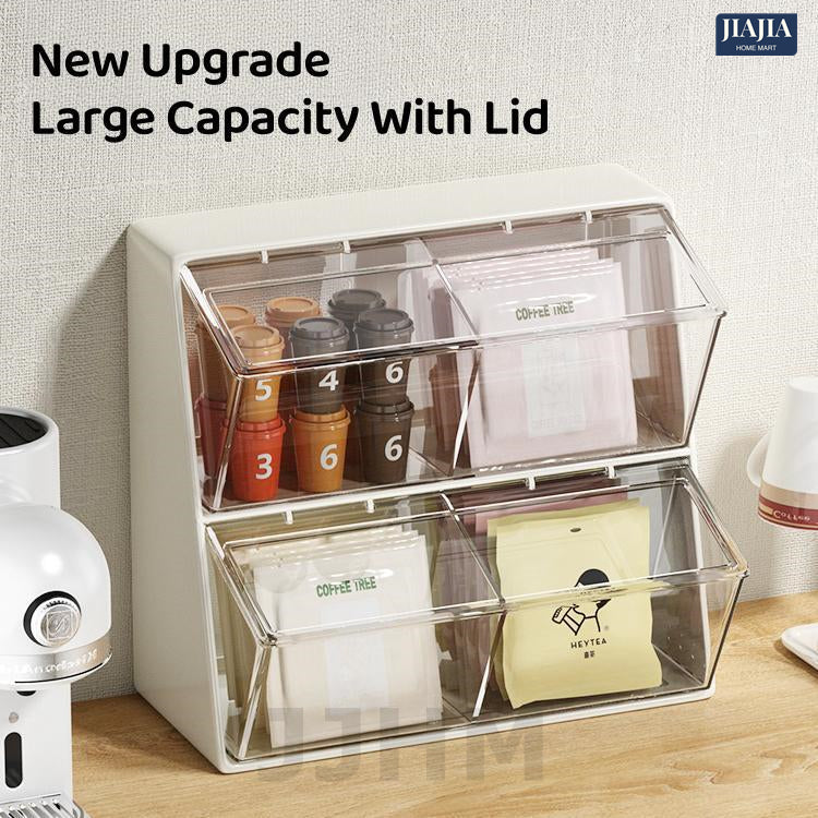Coffee Capsule Holder Tea bag Organizer Pantry Acrylic Teabag Storage Box Coffee Rack Stationery Holder Desktop