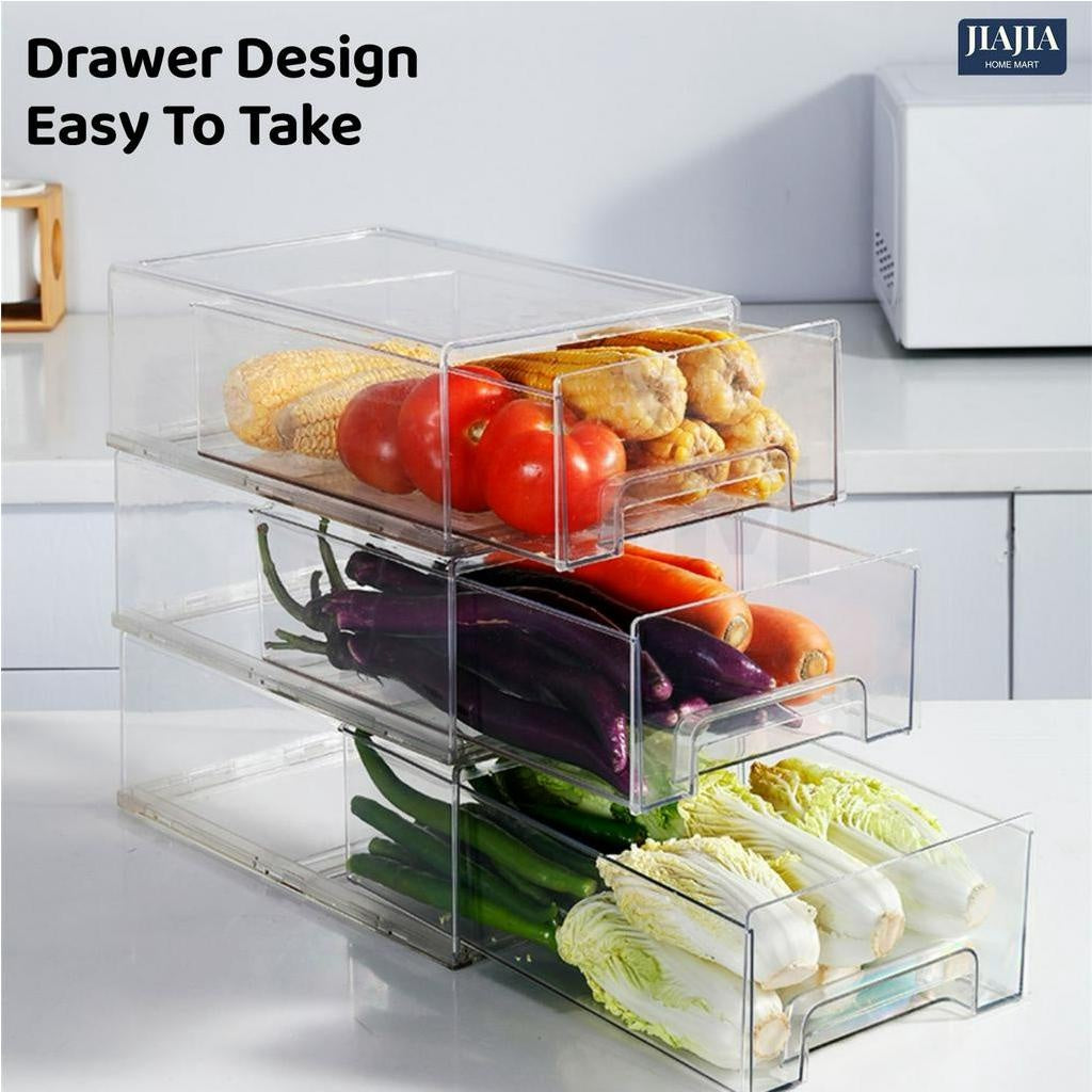 <Premium Acrylic> Top Food Grade Transparent Fridge storage drawer Refrigerator Organizer Food Container Acrylic