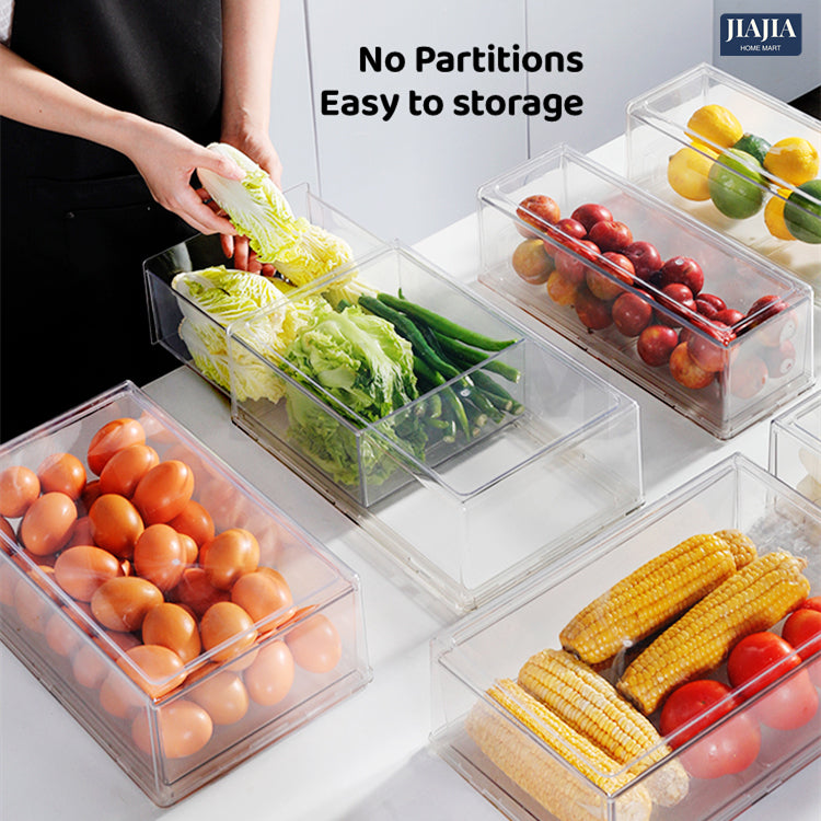 <Premium Acrylic> Top Food Grade Transparent Fridge storage drawer Refrigerator Organizer Food Container Acrylic
