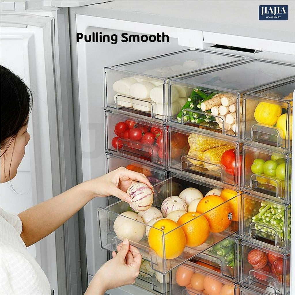 <Premium Acrylic> Top Food Grade Transparent Fridge storage drawer Refrigerator Organizer Food Container Acrylic