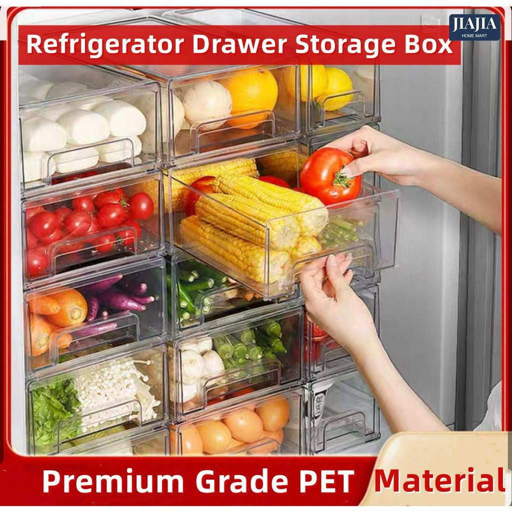 <Premium Acrylic> Top Food Grade Transparent Fridge storage drawer Refrigerator Organizer Food Container Acrylic