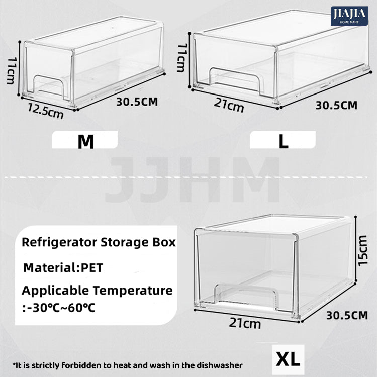 <Premium Acrylic> Top Food Grade Transparent Fridge storage drawer Refrigerator Organizer Food Container Acrylic