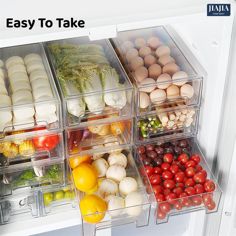 <Premium Acrylic> Top Food Grade Transparent Fridge storage drawer Refrigerator Organizer Food Container Acrylic