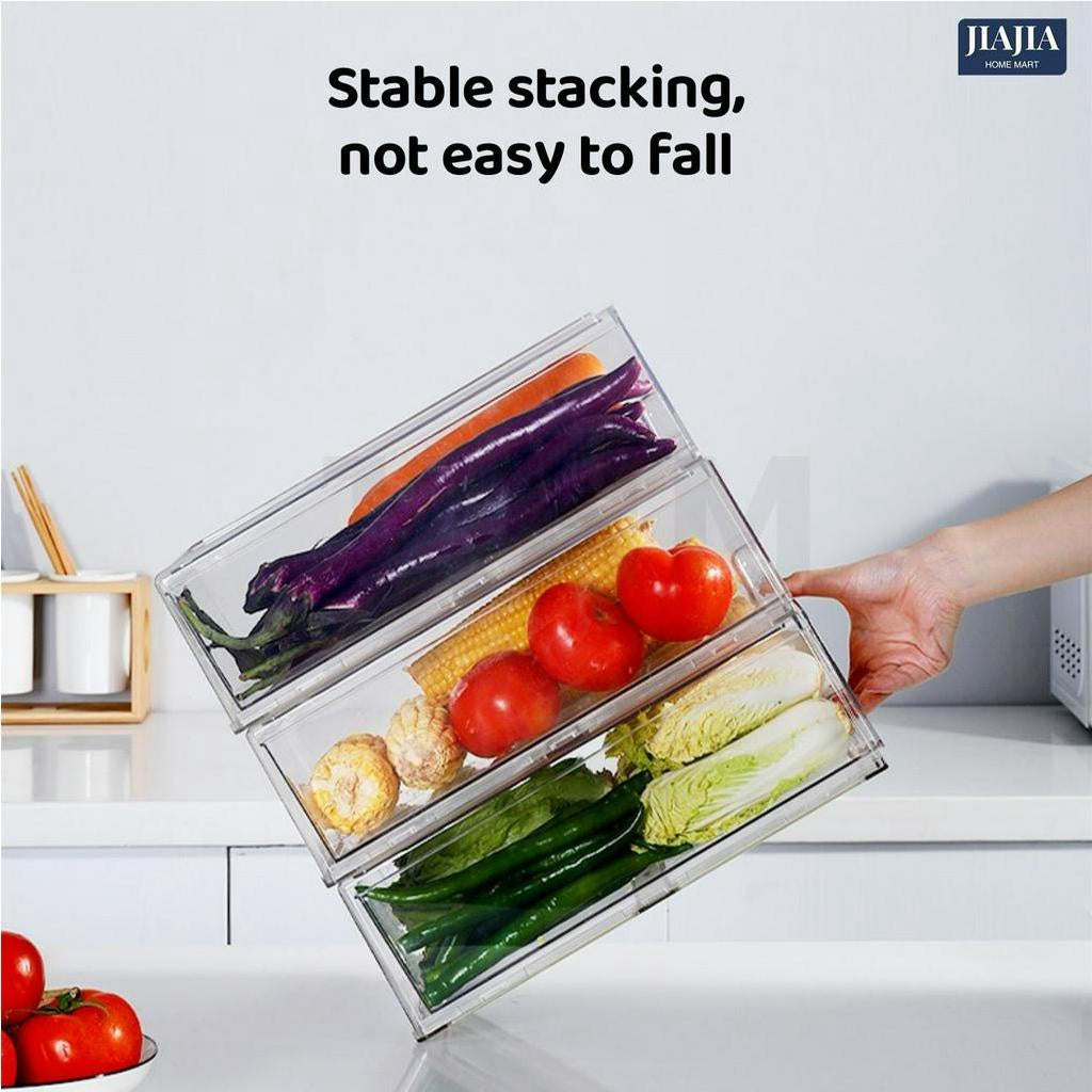 <Premium Acrylic> Top Food Grade Transparent Fridge storage drawer Refrigerator Organizer Food Container Acrylic