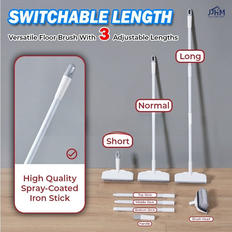Flat Floor Brush Hard Bristle Bathroom Long Handle Cleaning Floor Carpet Toilet Brush, Floor Brush Scraper No Dead Corner