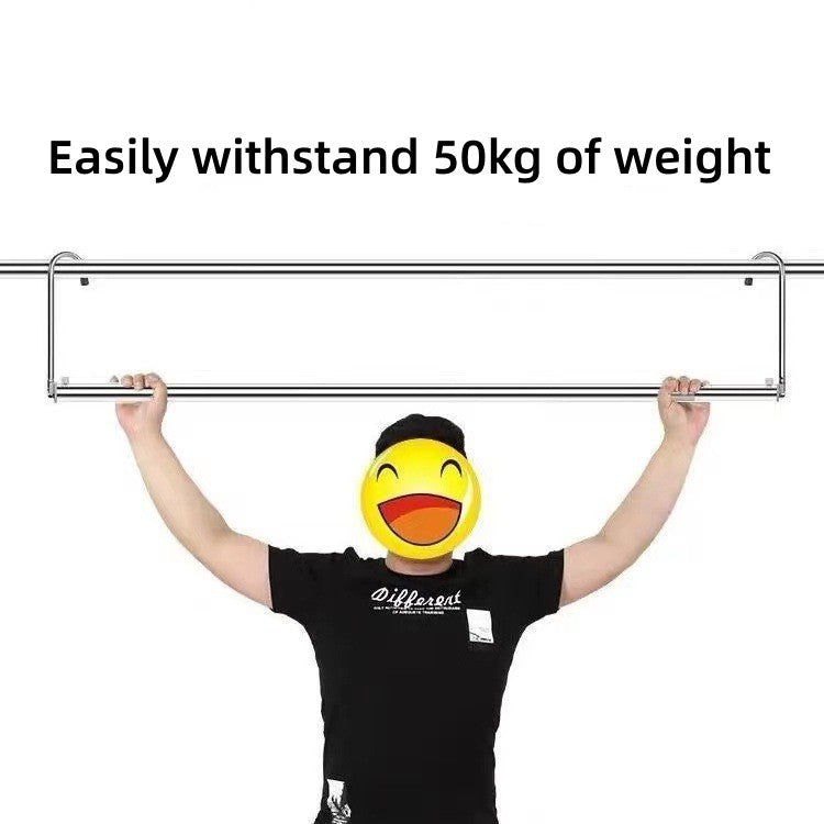 No Installation Telescopic Cloth Laundry Rail Rod Adjustable Height & Length