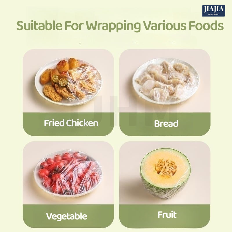 SG 1000/200/100 PCS Food Grade Plastic Cling Wrap Cover Kitchen Food Storage Cover Shower Cap Style Household Fresh-Keeping Bag