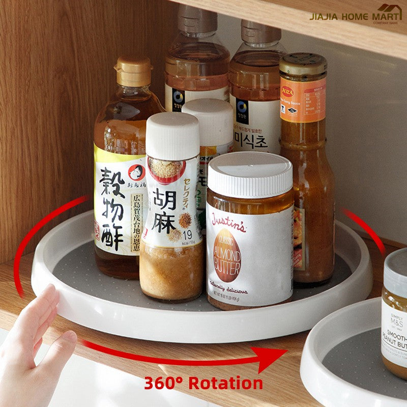 360 Rotating Kitchen Storage Rack Condiments Sauce Tray