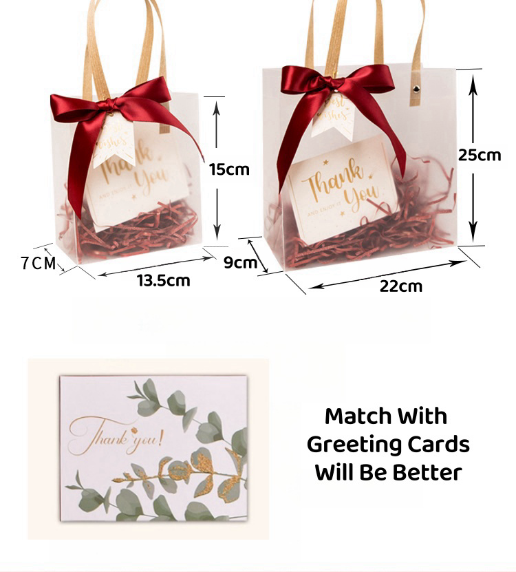 Wedding Gift Bag with Ribbon and Raffia Door Gift Bag Thank You Bag Birthday Bag Gift Bag for Wedding and Party Day Teachers' Day