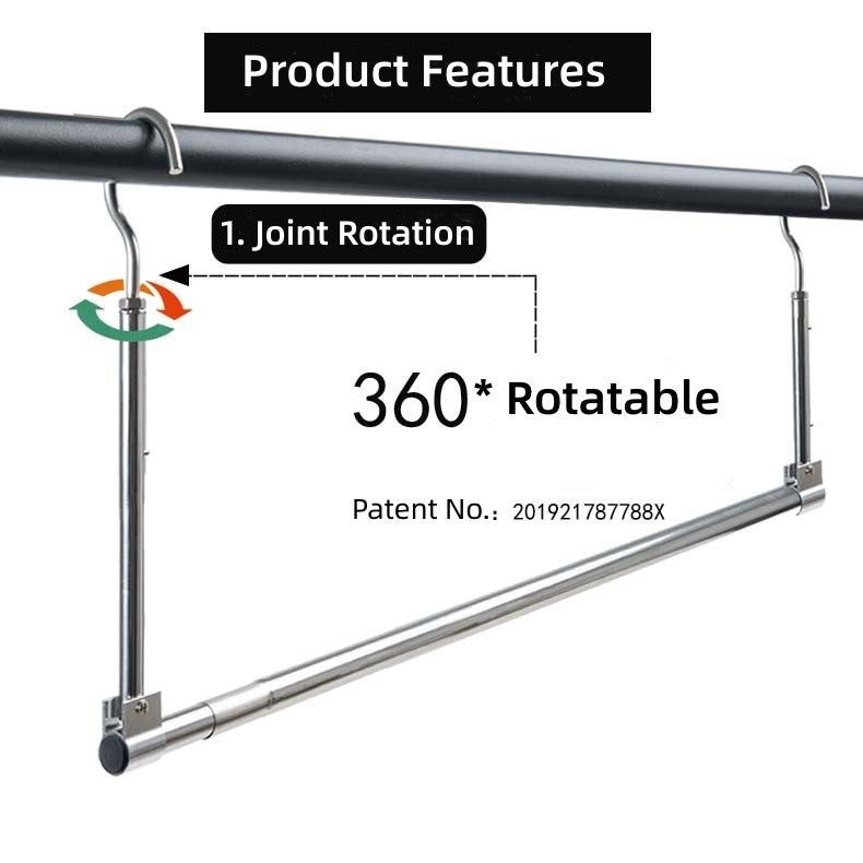 No Installation Telescopic Cloth Laundry Rail Rod Adjustable Height & Length
