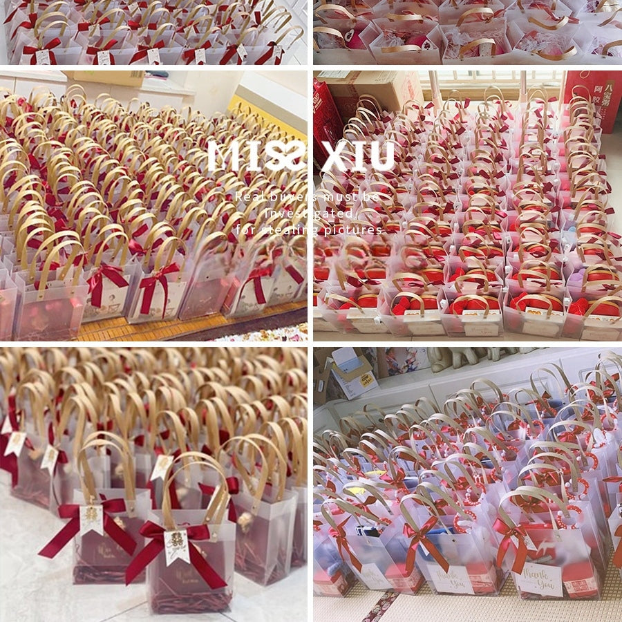 Wedding Gift Bag with Ribbon and Raffia Door Gift Bag Thank You Bag Birthday Bag Gift Bag for Wedding and Party Day Teachers' Day