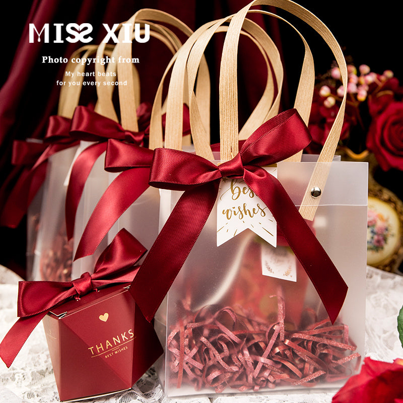 Wedding Gift Bag with Ribbon and Raffia Door Gift Bag Thank You Bag Birthday Bag Gift Bag for Wedding and Party Day Teachers' Day