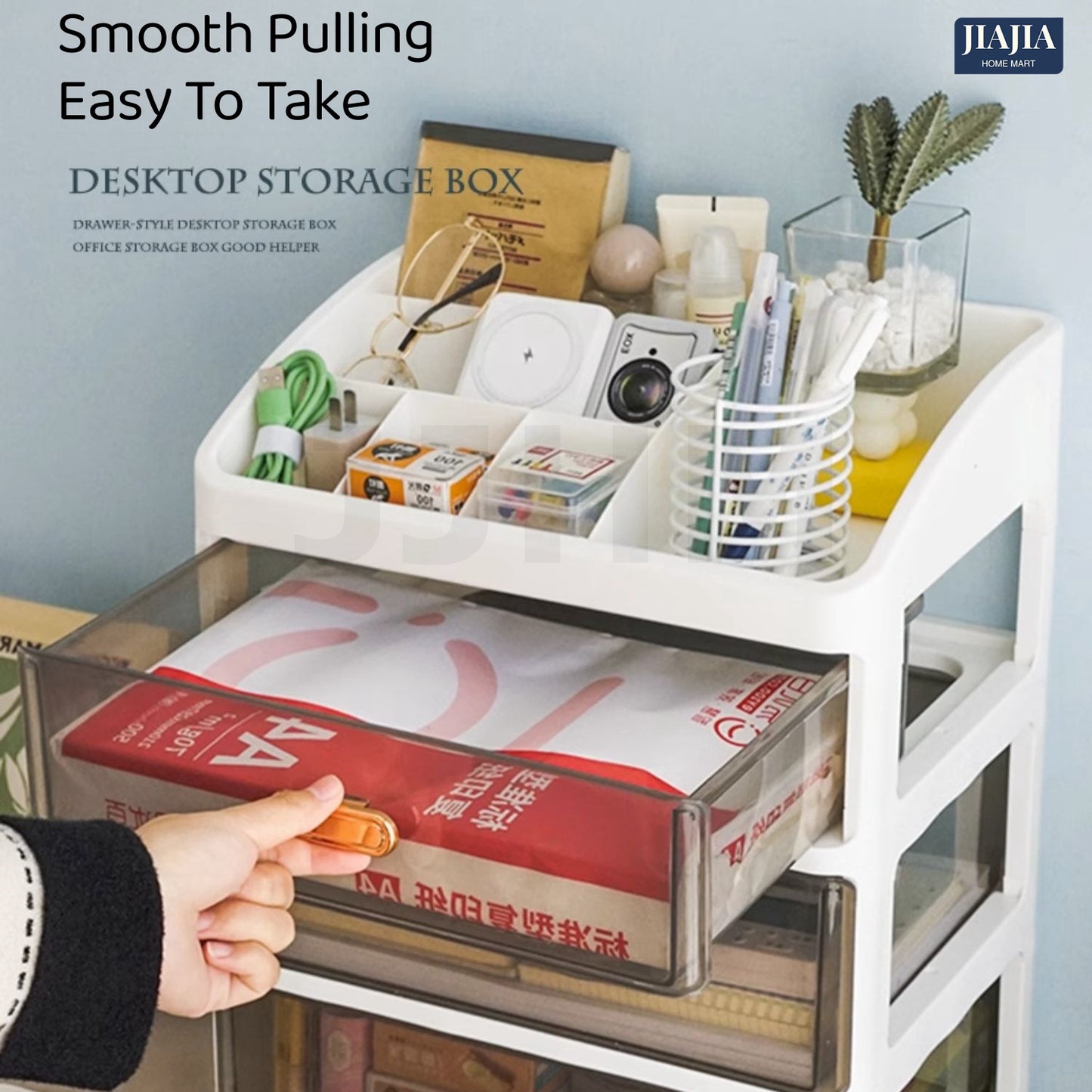 4 Tier Desktop Organiser Stationery Drawer Desk Organizer Makeup Storage Box Dressing Table Cosmetic Storage Box