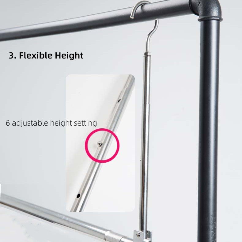 No Installation Telescopic Cloth Laundry Rail Rod Adjustable Height & Length