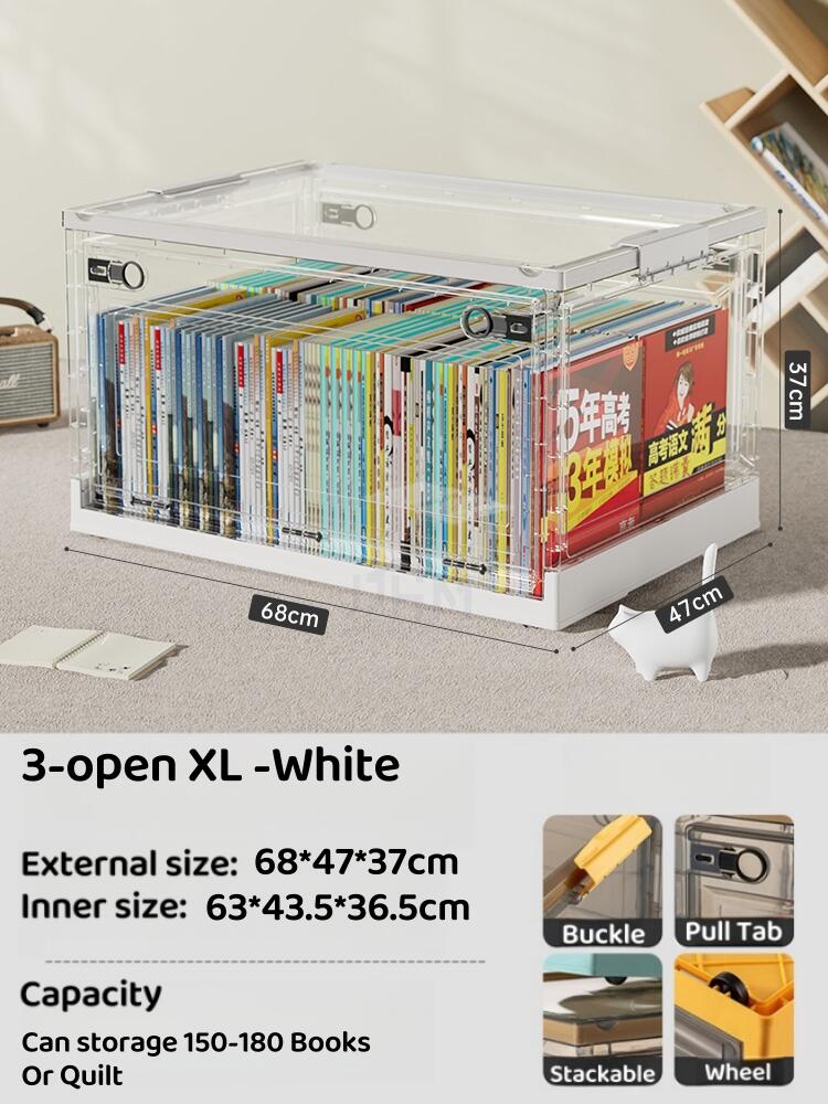 Transparent Storage Box With Wheels/Desktop Book Organizer Storage Basket /Desk Organizer Box Book Storage Book Shelf Skincare Organiser Makeup Organizer Stationery student picture book