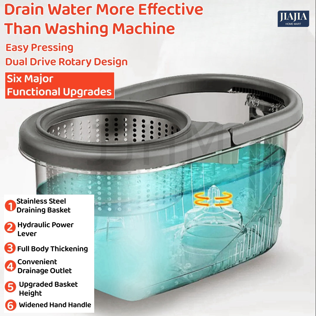 Microfiber Spin Mop & Bucket Set Hands-Free Self Cleaning Spin Round Flat Mop With Bucket