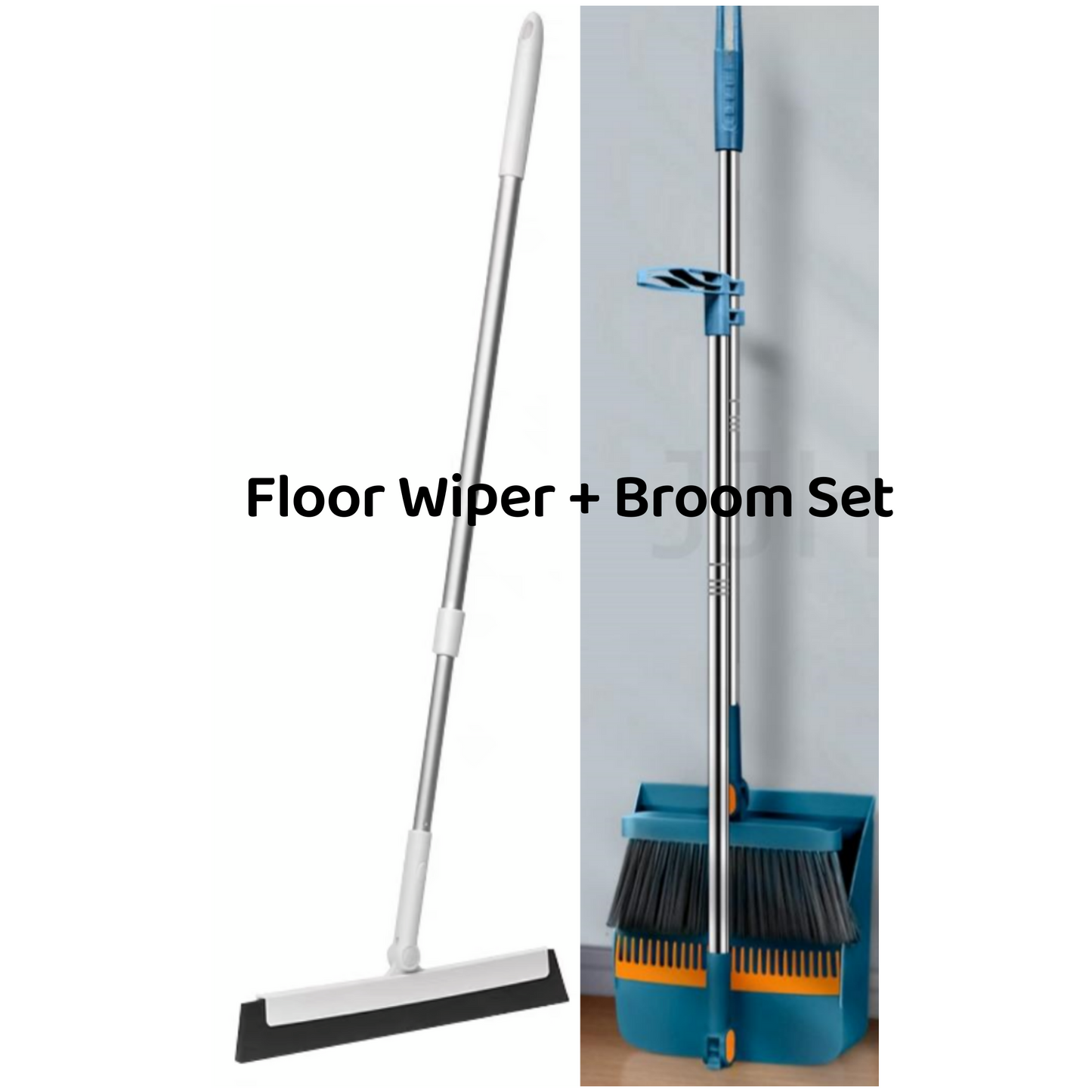 Rotatable Broom and Wind Proof Dust Pan with Broom Comb Broom Set Non-Stick Broom Magic Wiper Set