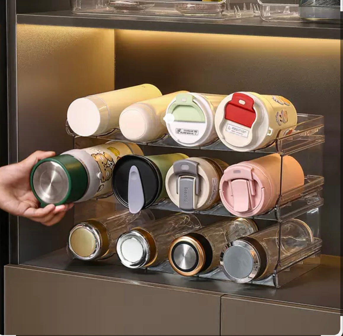 SG Acrylic Multi-Layer Water/Thermos/Sports Cup Holder Bottle Holder Cup Holder Wine Rack Kitchen Storage Holder Stacked Cabinet