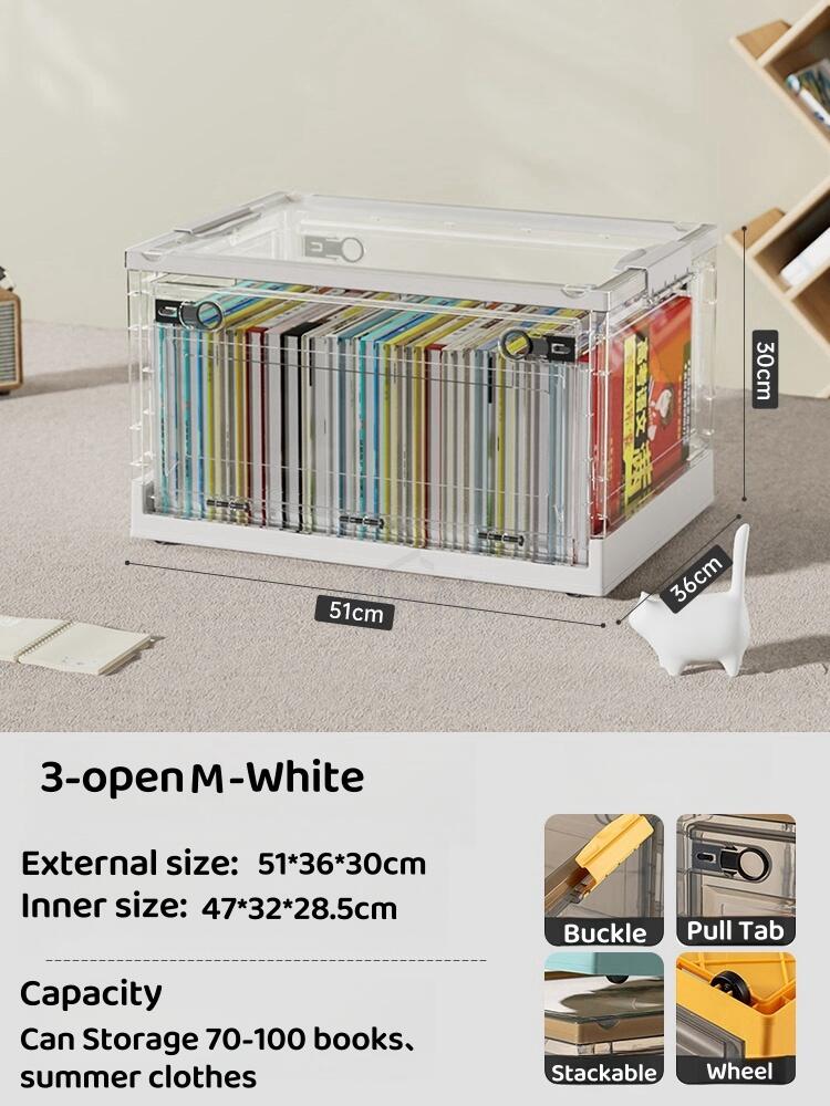 Transparent Storage Box With Wheels/Desktop Book Organizer Storage Basket /Desk Organizer Box Book Storage Book Shelf Skincare Organiser Makeup Organizer Stationery student picture book
