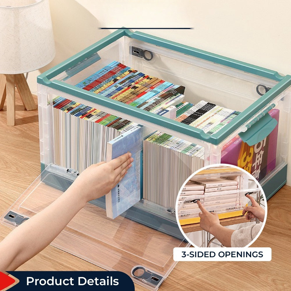 Transparent Storage Box With Wheels/Desktop Book Organizer Storage Basket /Desk Organizer Box Book Storage Book Shelf Skincare Organiser Makeup Organizer Stationery student picture book