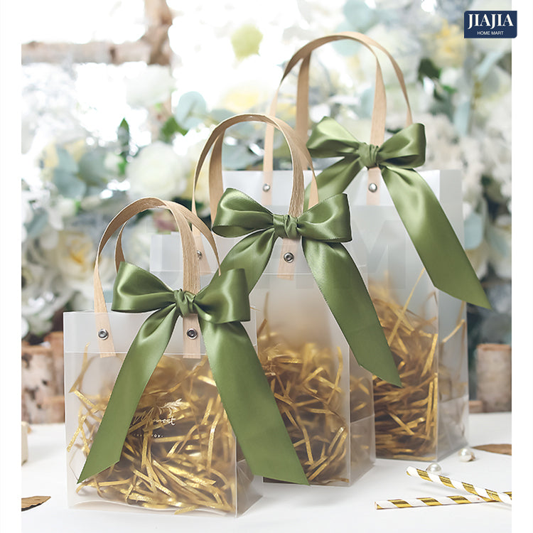 Gift Bag with Ribbon and Raffia Door Gift Bag Thank You Bag Birthday Bag Gift Bag for Wedding and Party Day Teachers' Day