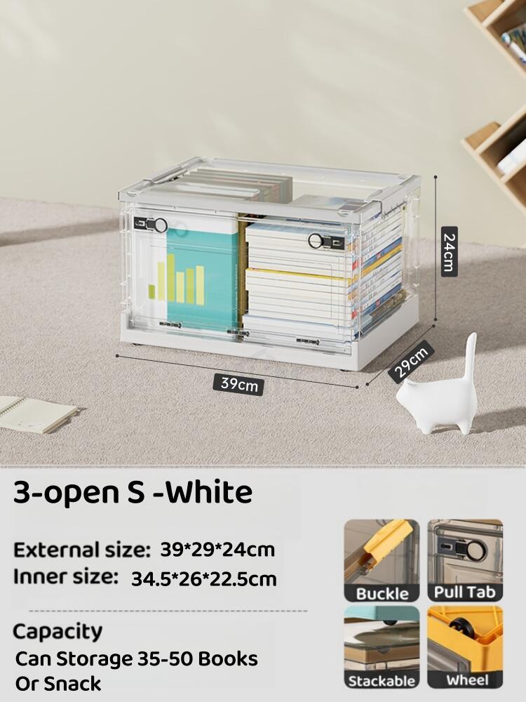 Transparent Storage Box With Wheels/Desktop Book Organizer Storage Basket /Desk Organizer Box Book Storage Book Shelf Skincare Organiser Makeup Organizer Stationery student picture book