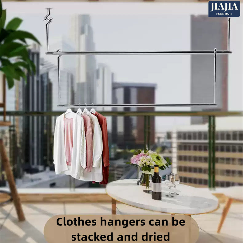 No Installation Telescopic Cloth Laundry Rail Rod Adjustable Height & Length