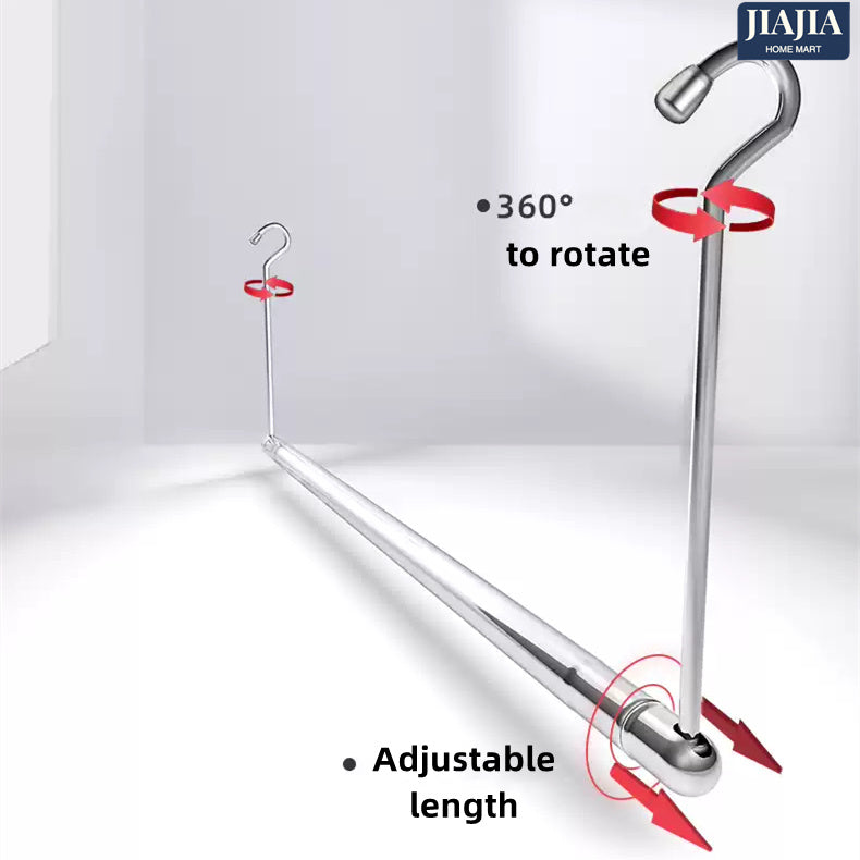 No Installation Telescopic Cloth Laundry Rail Rod Adjustable Height & Length