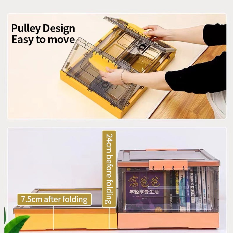 Transparent Storage Box With Wheels/Desktop Book Organizer Storage Basket /Desk Organizer Box Book Storage Book Shelf Skincare Organiser Makeup Organizer Stationery student picture book