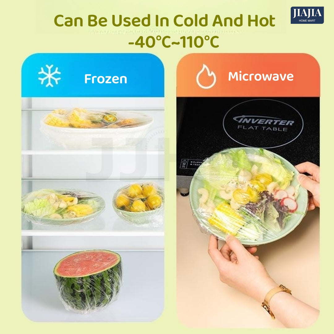 SG 1000/200/100 PCS Food Grade Plastic Cling Wrap Cover Kitchen Food Storage Cover Shower Cap Style Household Fresh-Keeping Bag