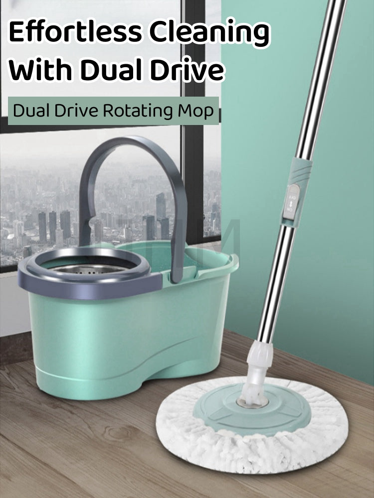 Microfiber Spin Mop & Bucket Set Hands-Free Self Cleaning Spin Round Flat Mop With Bucket