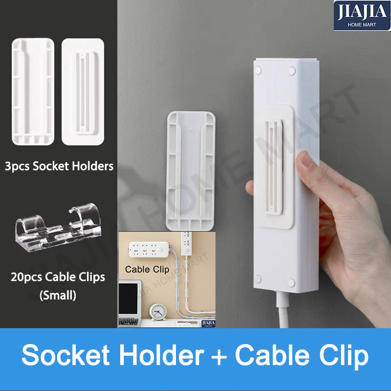 Power Plug Socket Holder with Adhesive Tape