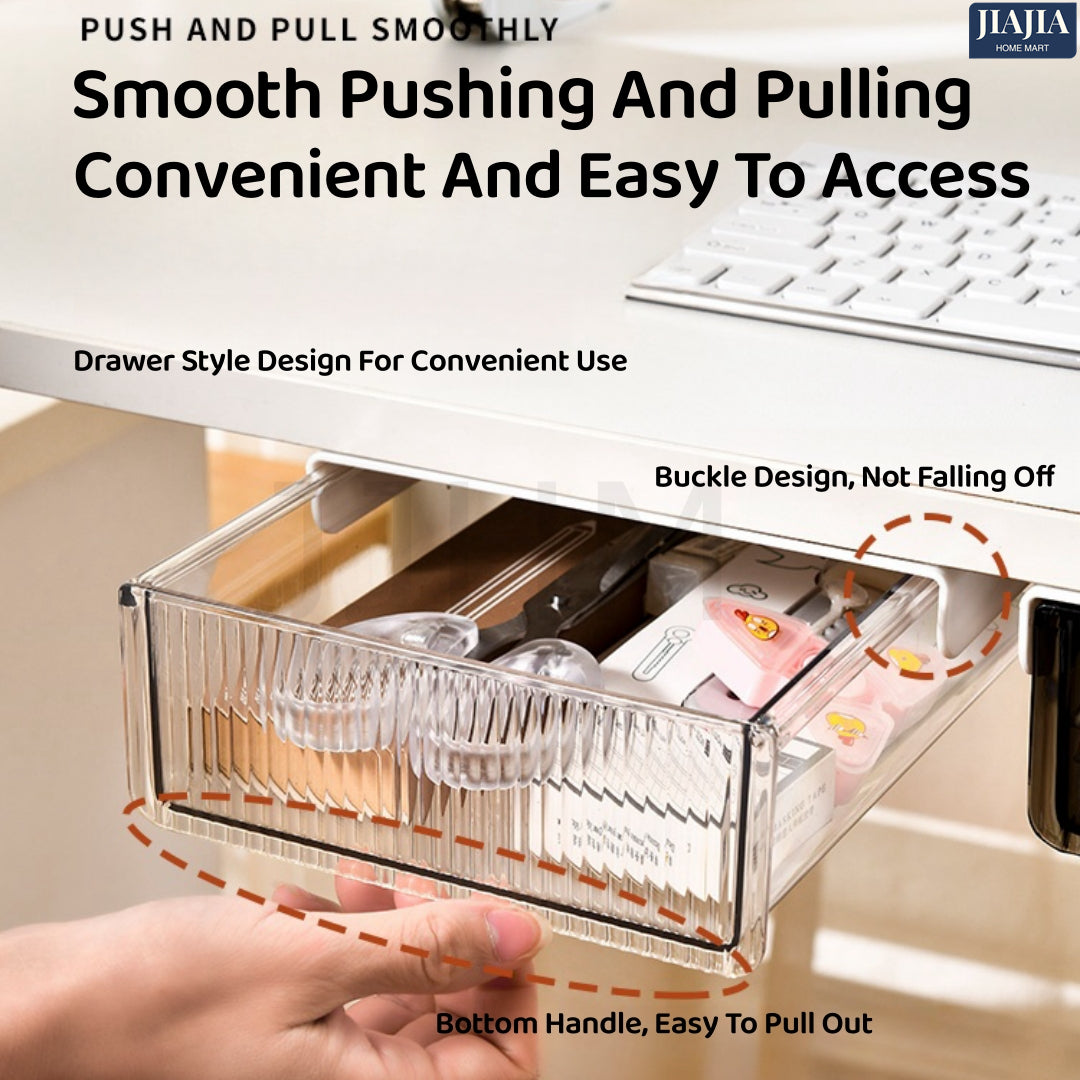 Under Table Desk Drawer Stationary Box Self-adhesive Under-drawer Storage Box Office Workstation Desk Bottom Shelf Hidden